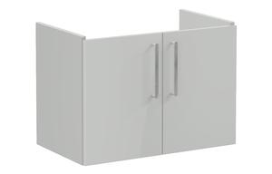 VitrA Root Flat 80cm 2 Door Wall Hung Washbasin Unit - Shiny Pearl Grey